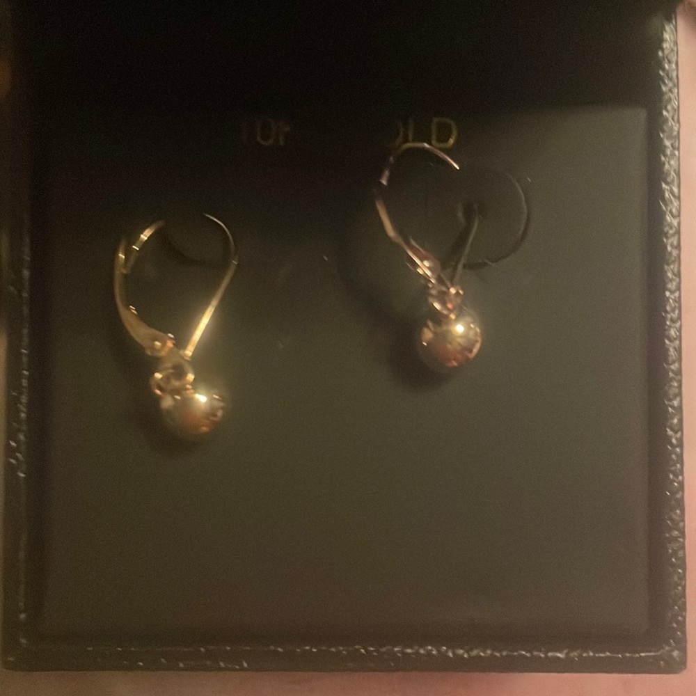 Round Ball Drop Earrings in 10k Gold